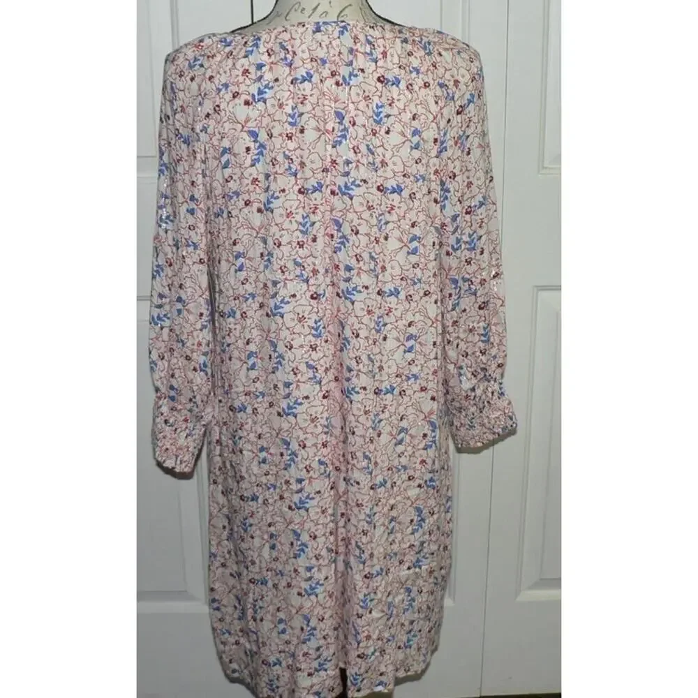 Collective Concepts Women's Floral‎ Button Front 3/4 Smock Sleeve Midi Dress Med